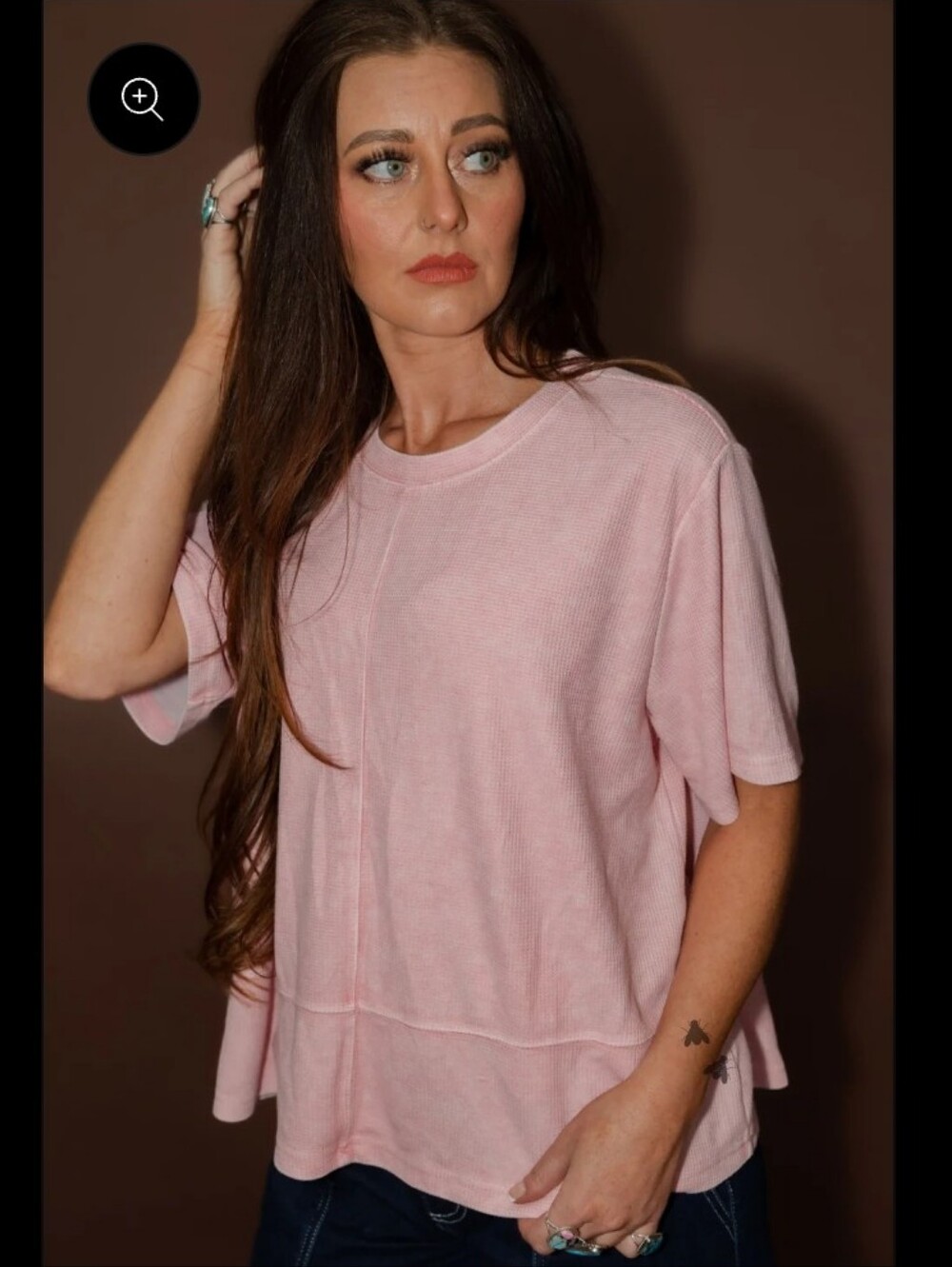 2 Fly Co. NWT WESTERN CLASSIC *BLUSH Relaxed Short-Sleeve Pink Textured Top L/XL